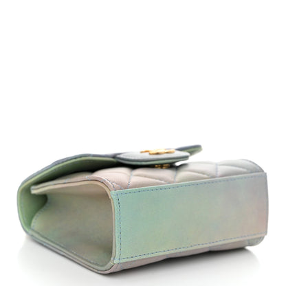 Chanel Lambskin Quilted Ombre Top Handle Flap Clutch With Chain Green Purple 4 of 11