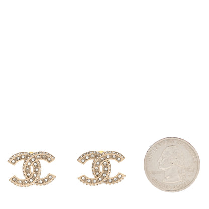 Chanel Crystal Timeless CC Earrings Light Gold 2 of 4