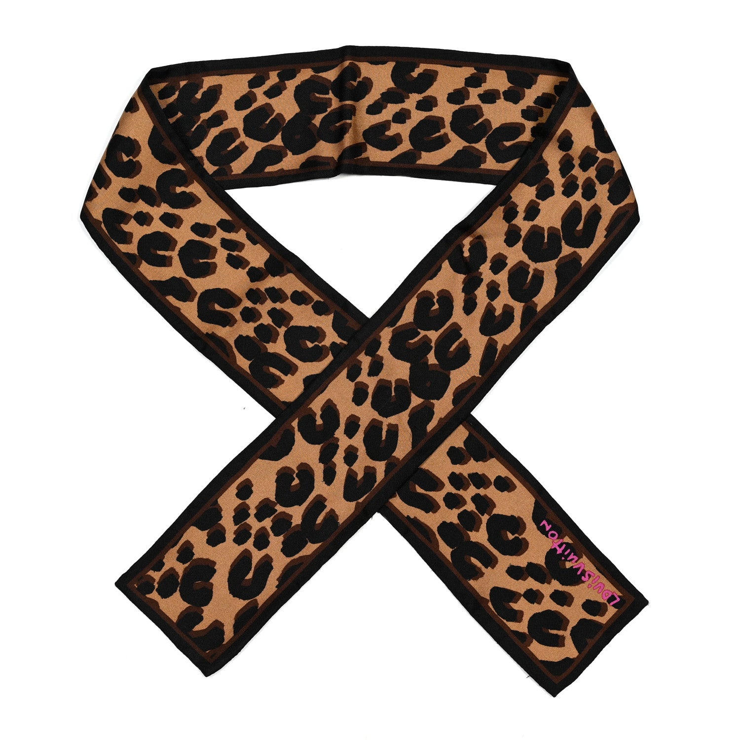 Louis Vuitton Silk Leopard Bandeau Scarf Marron 1 of 3