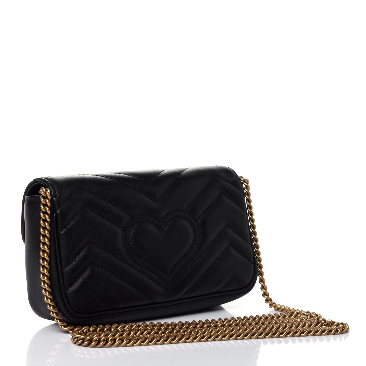 Calfskin Matelasse Super Mini GG Marmont Shoulder Bag Black