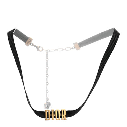 Christian Dior Grosgrain Ribbon J'Adior Logo Choker Necklace Black 3 of 7