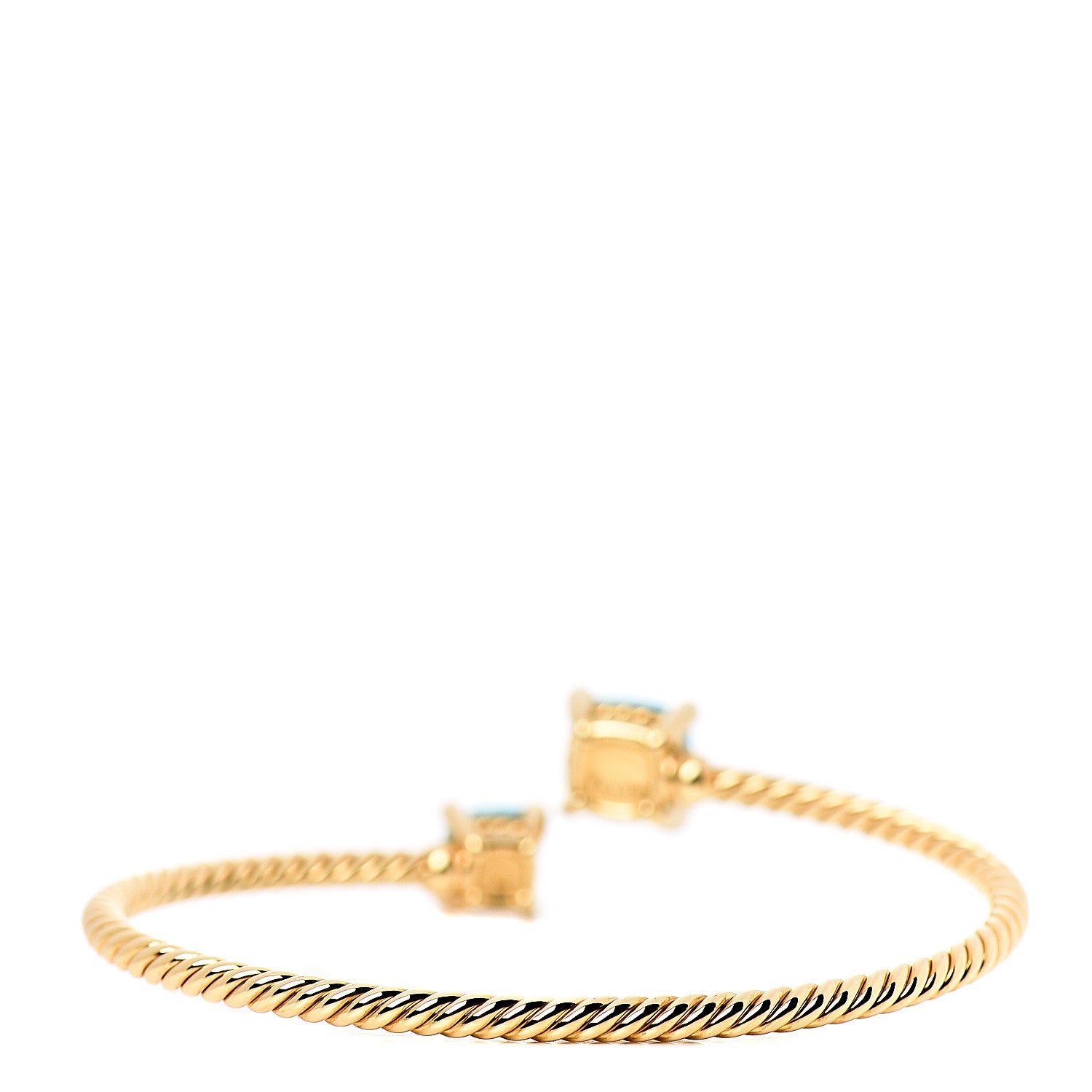 David Yurman 18K Yellow Gold Turquoise Diamond Chatelaine Bypass Bracelet 3 of 5