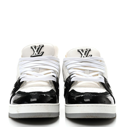 Louis Vuitton Calfskin Patent Mens LV Trainer Sneakers 9 White Black 3 of 9
