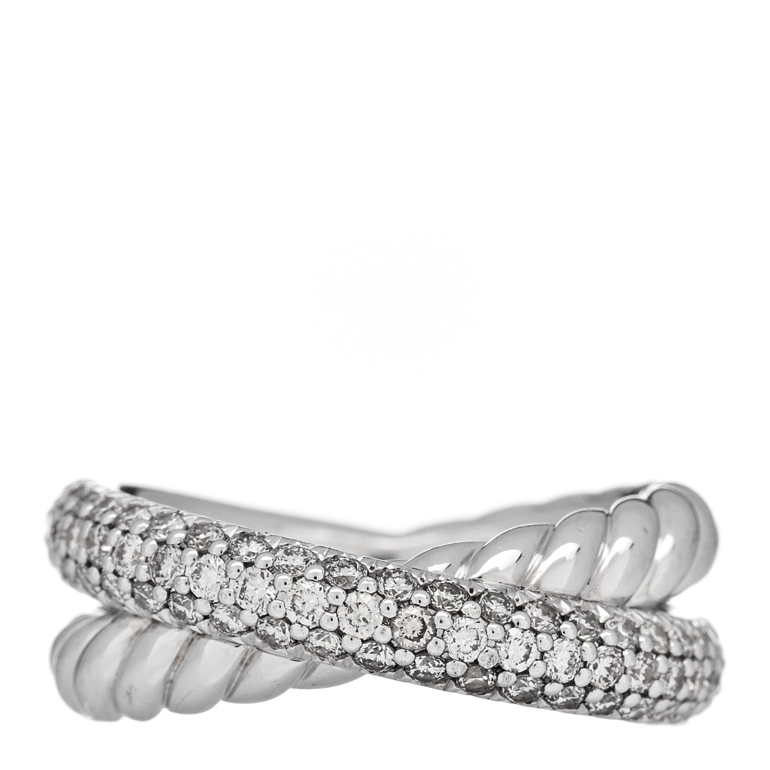 David Yurman Sterling Silver Diamond 7.4mm Crossover Two Row Ring 50 5.25 1 of 4