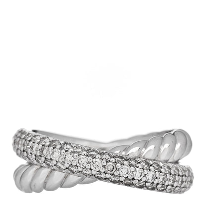 David Yurman Sterling Silver Diamond 7.4mm Crossover Two Row Ring 50 5.25 1 of 4