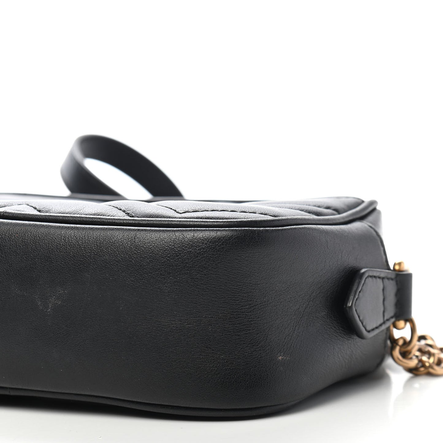 Calfskin Matelasse Mini GG Marmont Chain Shoulder Bag Black