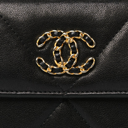 Chanel Lambskin Quilted Chanel 19 Flap Wallet Black 9 of 10