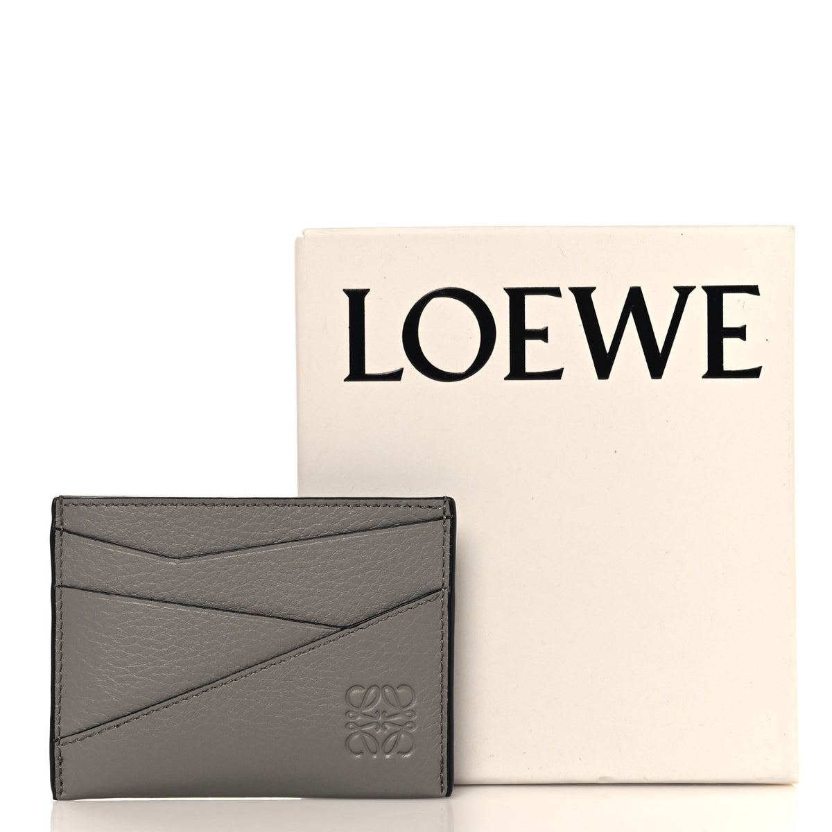 Calfskin Puzzle Card Holder Asphalt Grey
