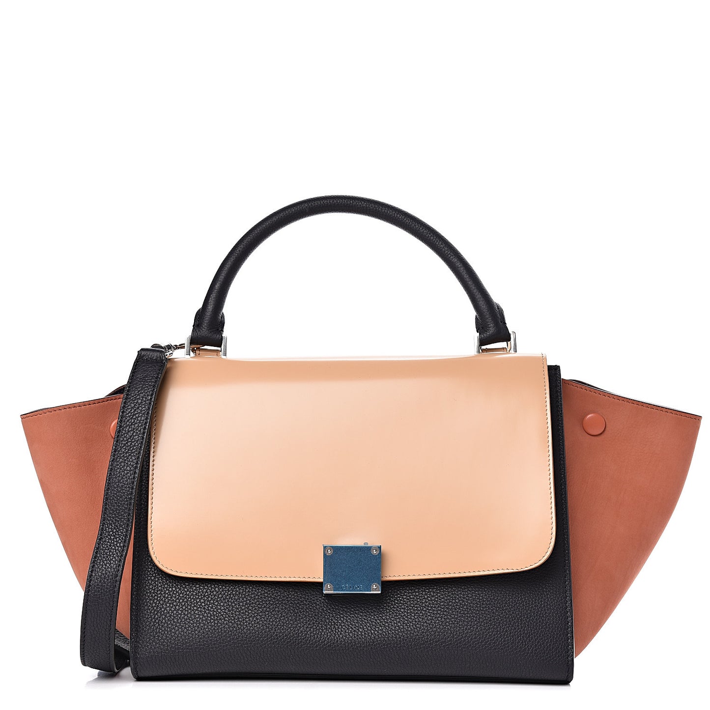 Spazzolato Calfskin Nubuck Small Tri-color Trapeze Nude