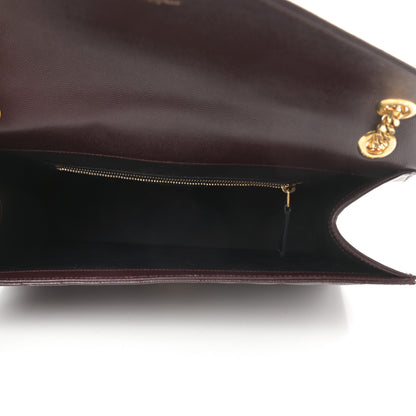 Saint Laurent Grain De Poudre Matelasse Chevron Large Monogram Satchel Rouge Legion 5 of 13