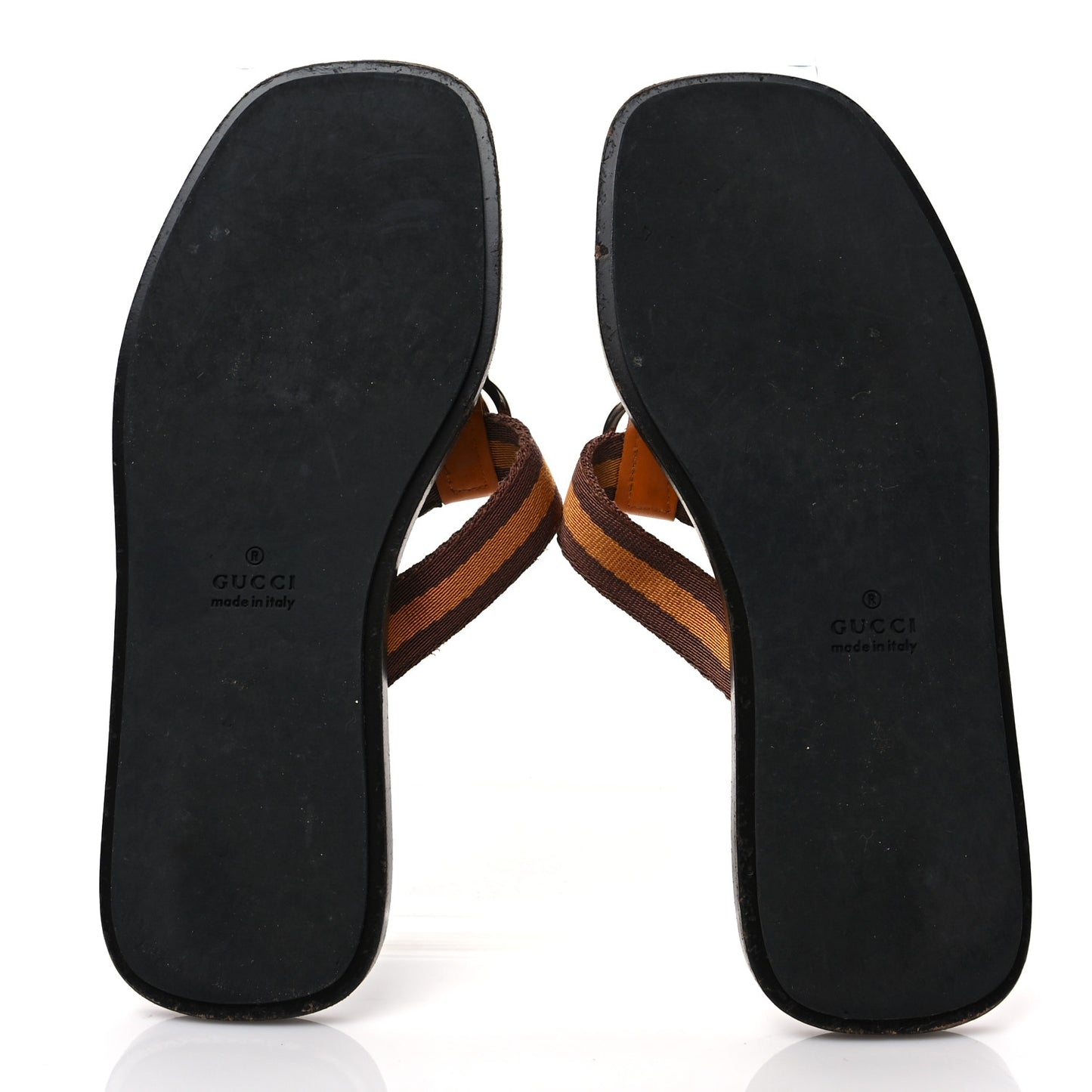 Nylon Calfskin Web Womens Thong Sandals 37 Orange