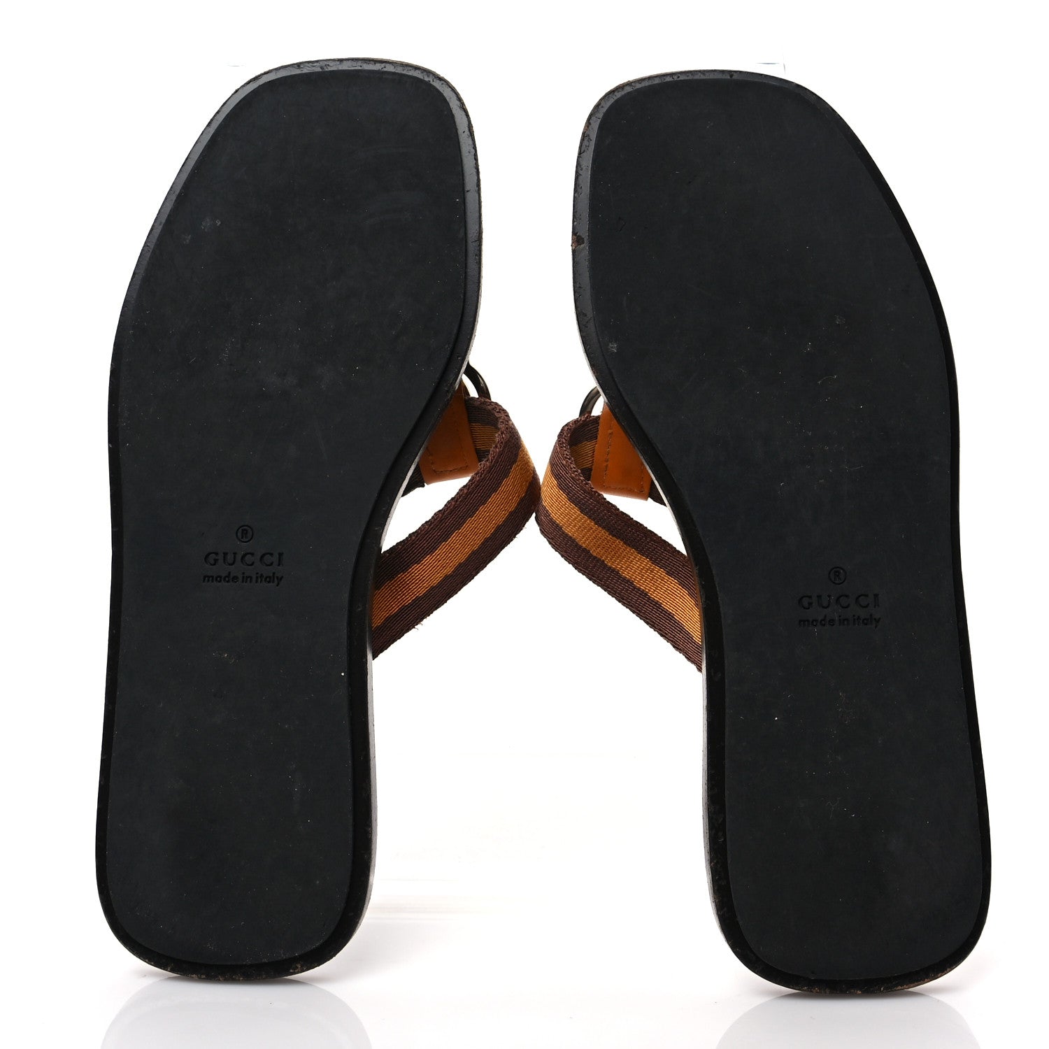 Gucci Nylon Calfskin Web Womens Thong Sandals 37 Orange 5 of 7