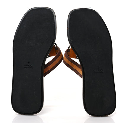 Gucci Nylon Calfskin Web Womens Thong Sandals 37 Orange 5 of 7