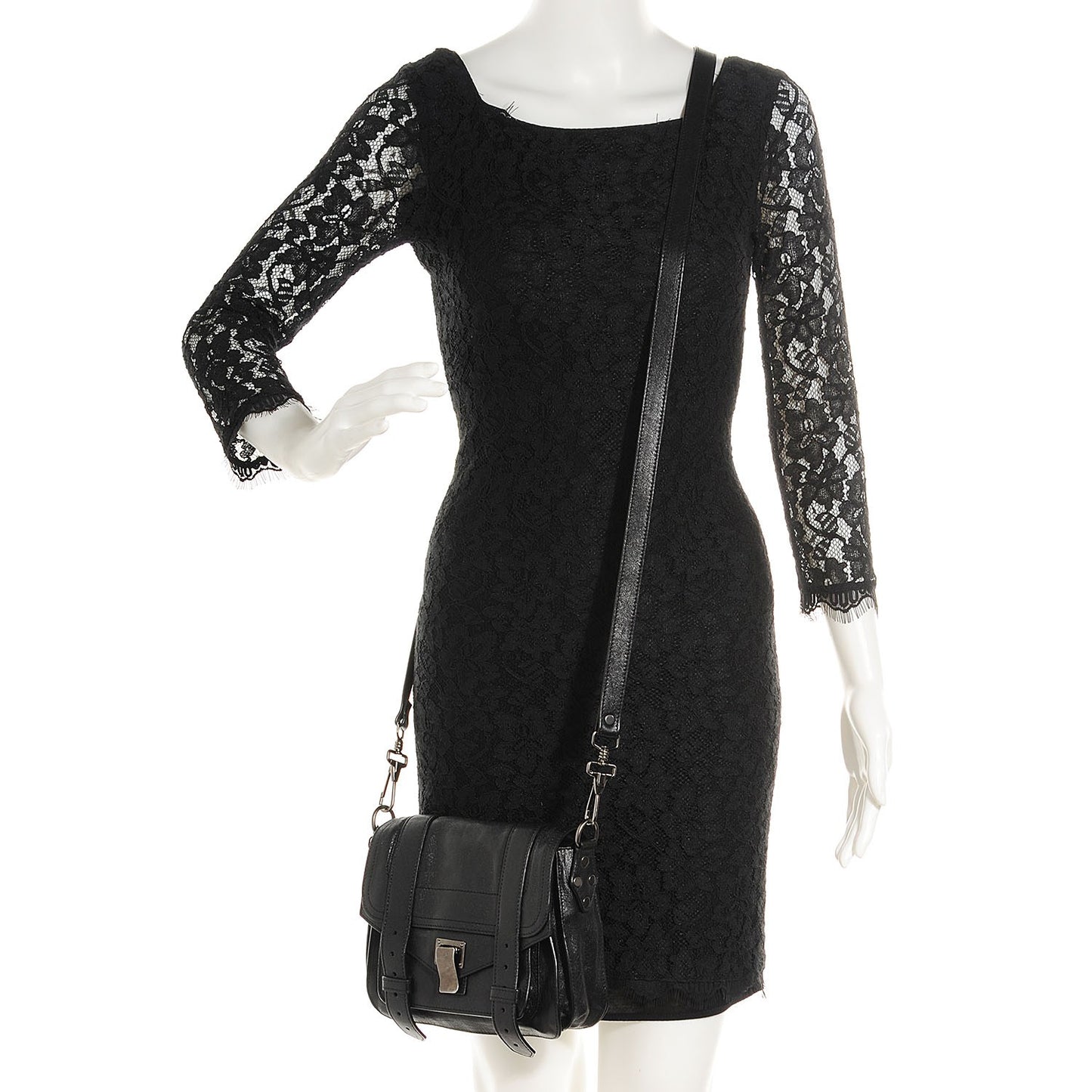 Leather PS1 Pouch Messenger Bag Black