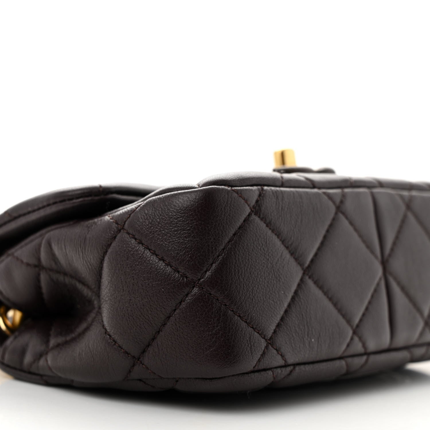 Chanel Lambskin Wenge Quilted Mini Fashion Wood Square Flap Dark Purple 9 of 10