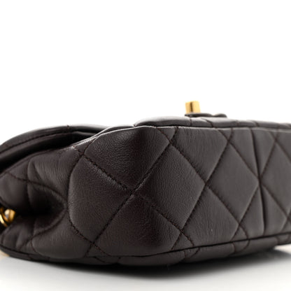 Chanel Lambskin Wenge Quilted Mini Fashion Wood Square Flap Dark Purple 9 of 10