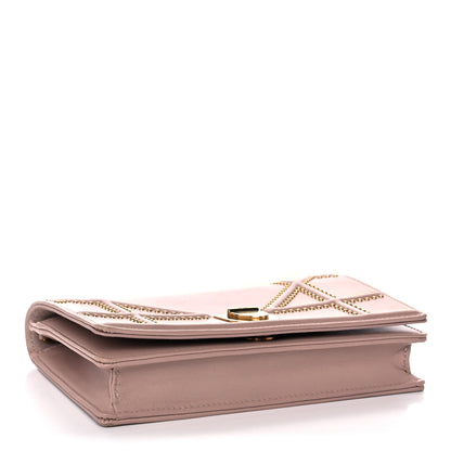 Christian Dior Calfskin Studded Diorama Wallet on Chain Pouch Nude 4 of 16