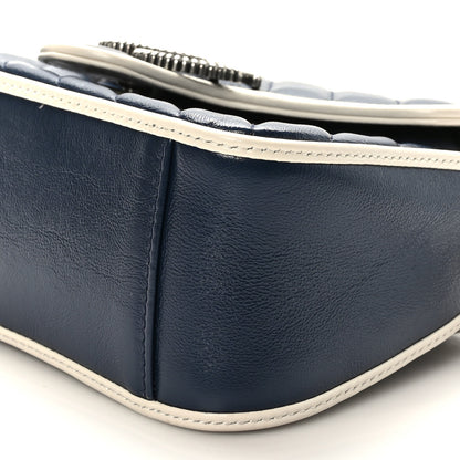 Gucci Vintage Effect Calfskin Matelasse Diagonal Mini Torchon GG Marmont Top Handle Shoulder Bag Blue Agata Mystic White 10 of 10