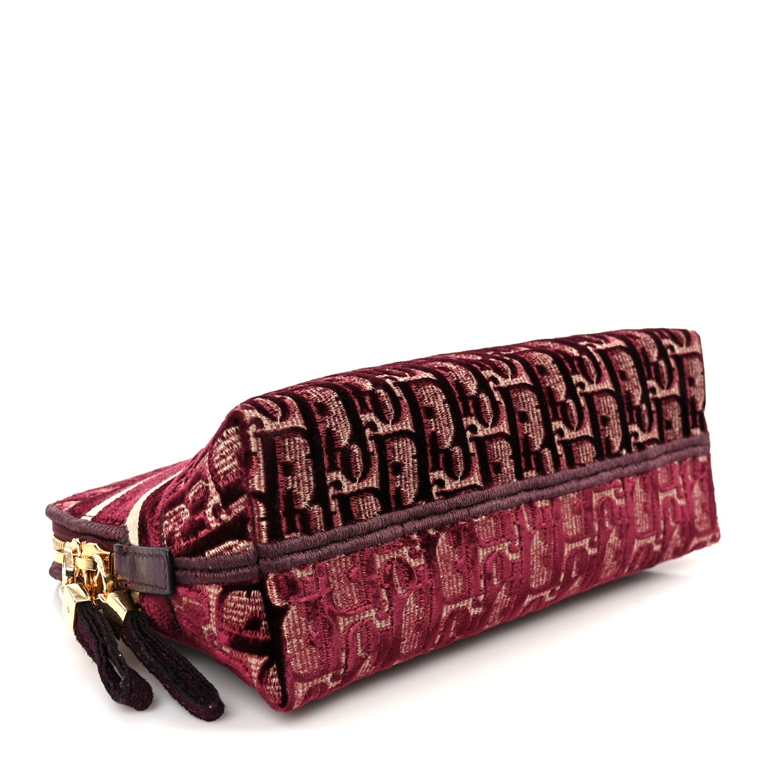 Christian Dior Velvet Oblique Cosmetic Pouch Burgundy 4 of 8