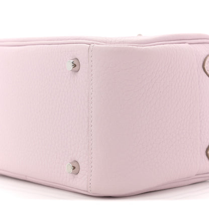 Hermes Taurillon Clemence Verso Mini Lindy 20 Mauve Pale Mushroom 10 of 12