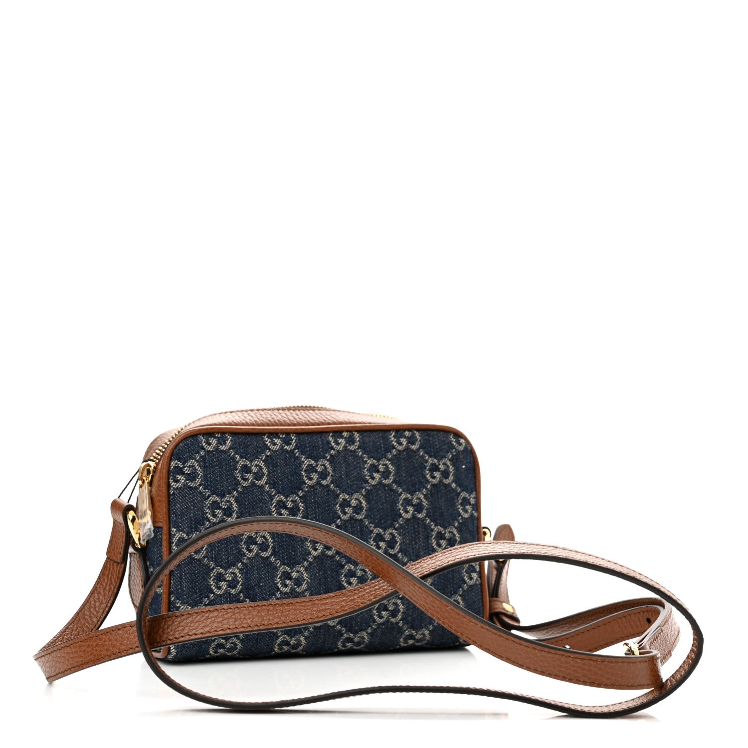 Gucci New Denim GG Monogram Dollar Calfskin Mini Ophidia Shoulder Bag Blue Tea Cuir Epilog 3 of 11