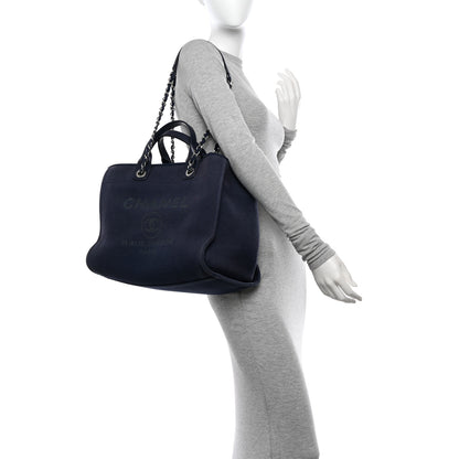 Chanel Mixed Fibers Calfskin Medium Deauville Tote Dark Blue 2 of 16