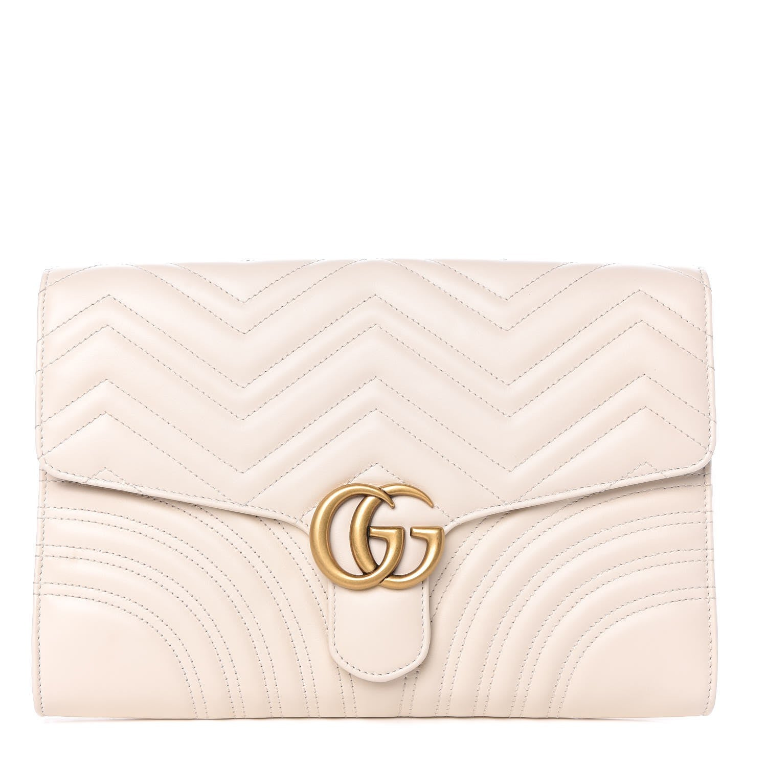 Gucci Calfskin Matelasse GG Marmont Clutch Mystic White 1 of 7