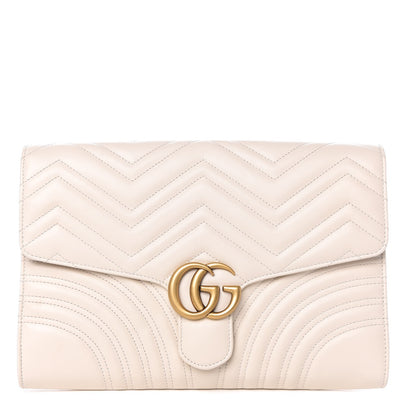Gucci Calfskin Matelasse GG Marmont Clutch Mystic White 1 of 7