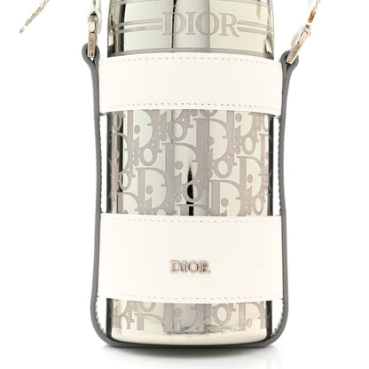 Christian Dior Oblique Stainless Steel Grained Calfskin Aqua Bottle With Shoulder Strap Off White 3 of 11
