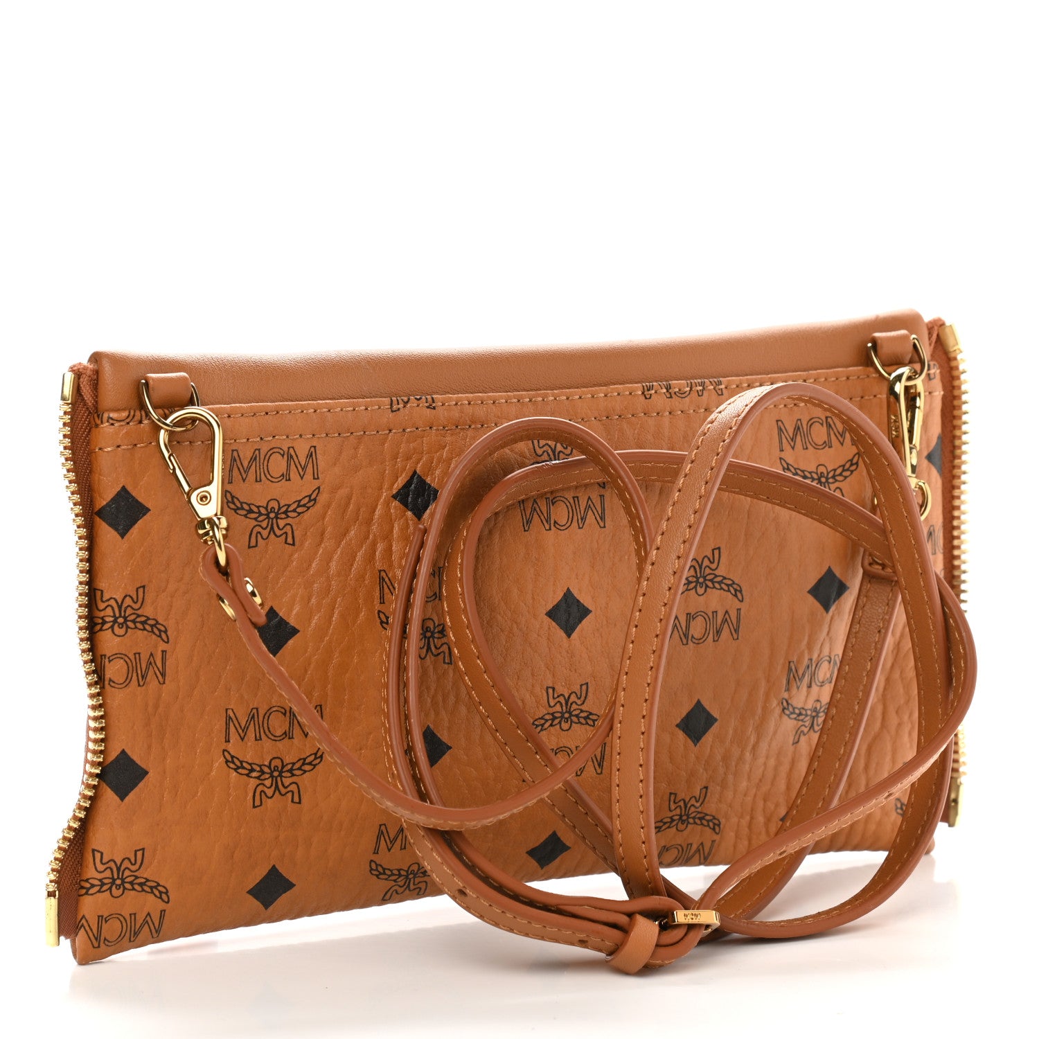 MCM Visetos Studded Medium Dual Stark Backpack Cognac 12 of 13