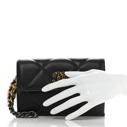 Chanel Lambskin Quilted Chanel 19 Flap Clutch Black 2 of 9
