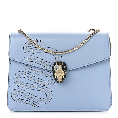 Bulgari Calfskin Embellished Serpenti Forever Crossbody Light Blue 2 of 9