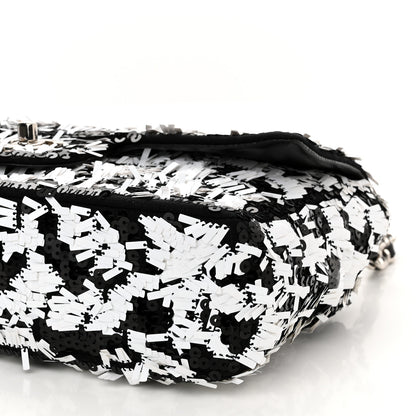 Chanel Sequin Embroidered Medium Flap Black White 11 of 11