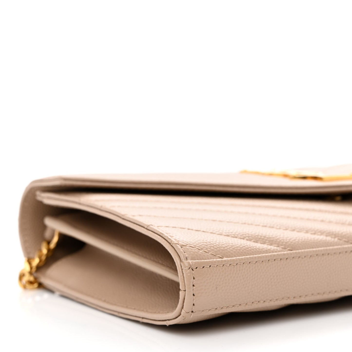Grain De Poudre Matelasse Chevron Monogram Chain Wallet Deep Beige