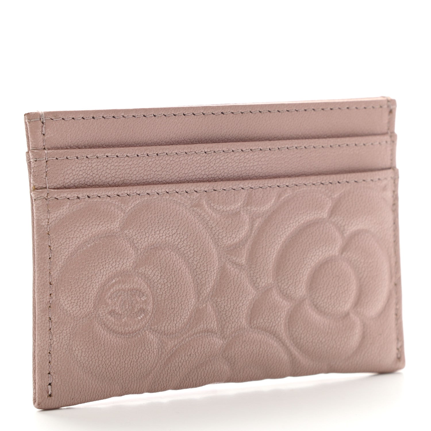 Chanel Goatskin Camellia Embossed Card Holder Light Pink 3 of 12