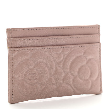 Chanel Goatskin Camellia Embossed Card Holder Light Pink 3 of 12