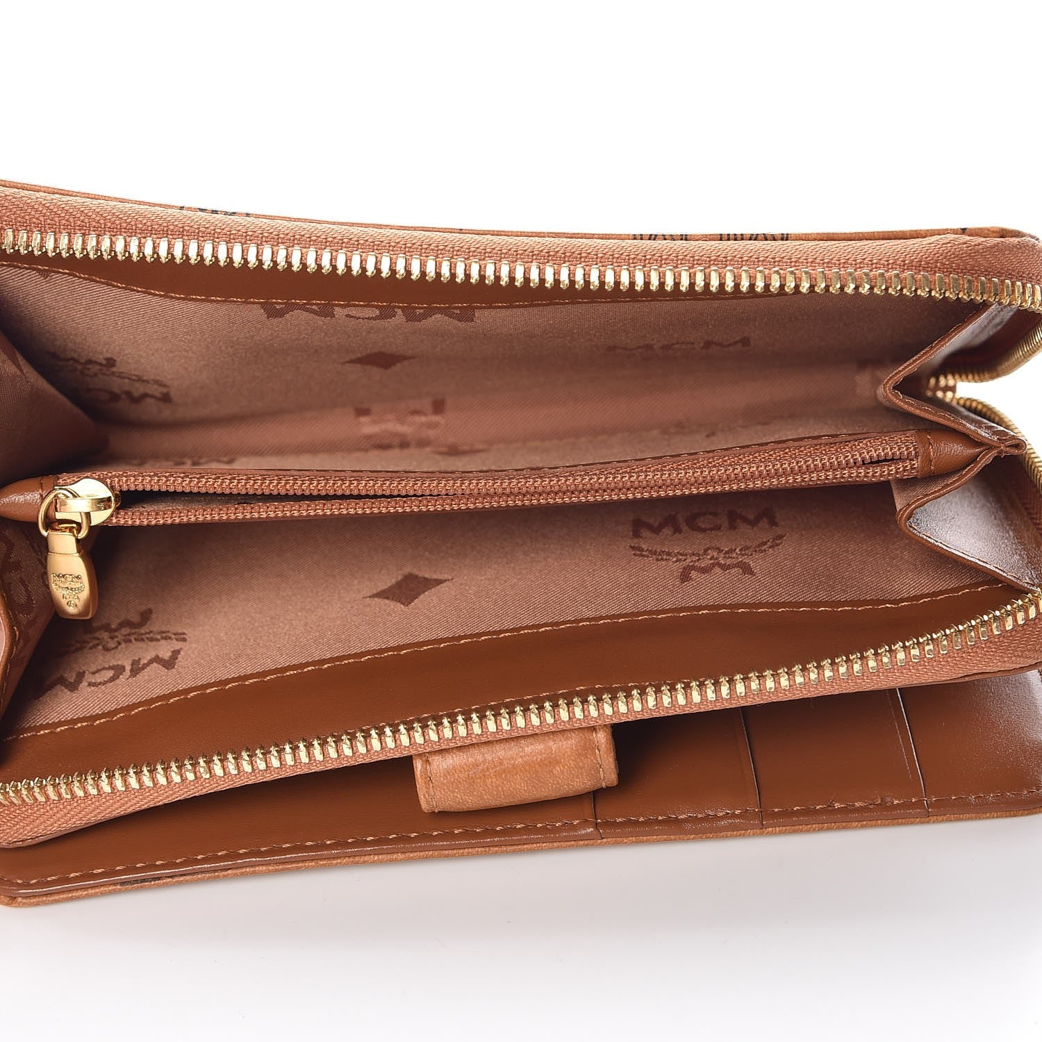 MCM Visetos Large Continental Zip Around Wallet Cognac 6 of 8