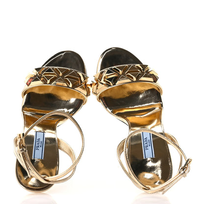 Prada Vernice Metal Stud Sandals 36 Platino 2 of 8