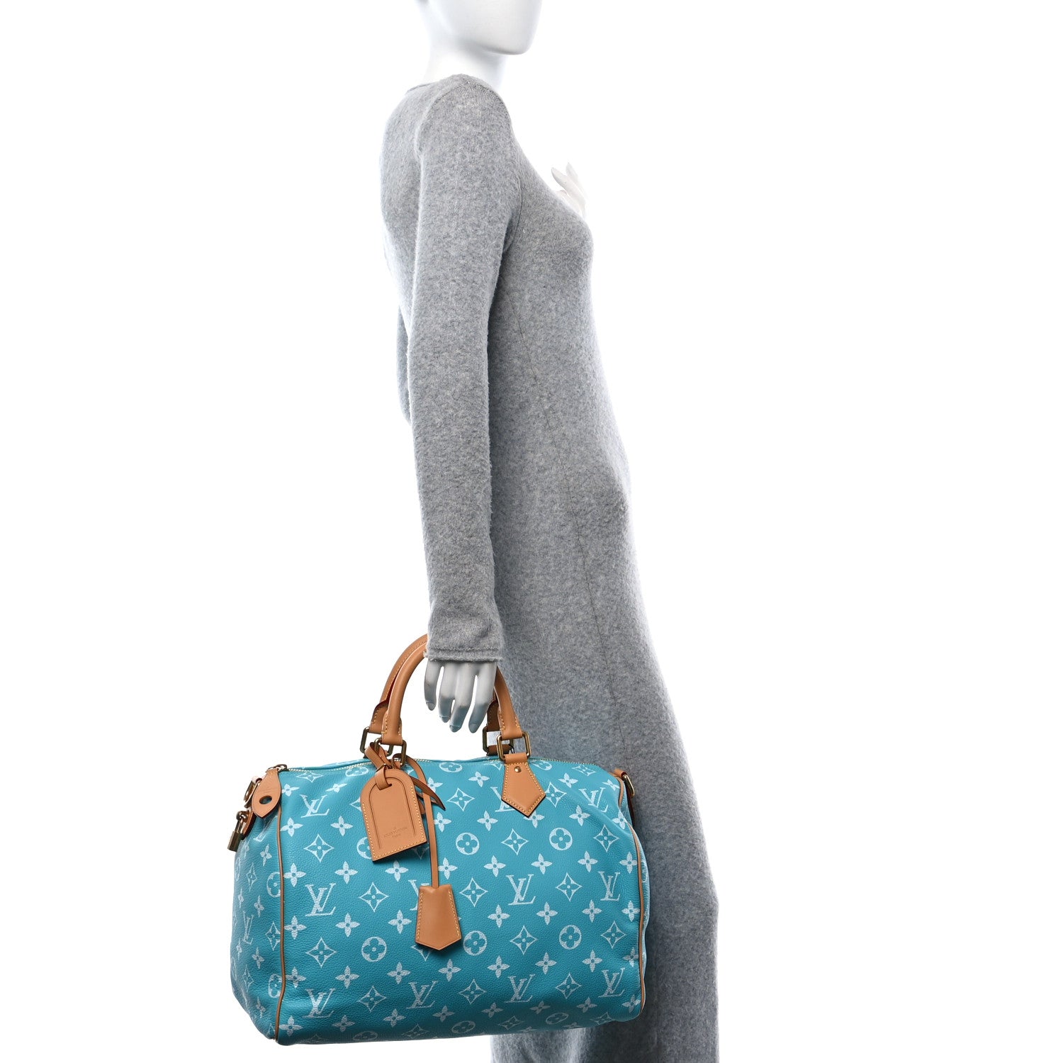 Louis Vuitton Calfskin Monogram Speedy P9 Bandouliere 40 Turquoise 2 of 10