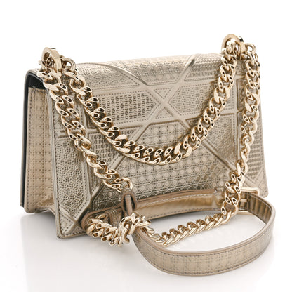 Christian Dior Metallic Patent Micro-Cannage Medium Diorama Flap Bag Gold 3 of 8