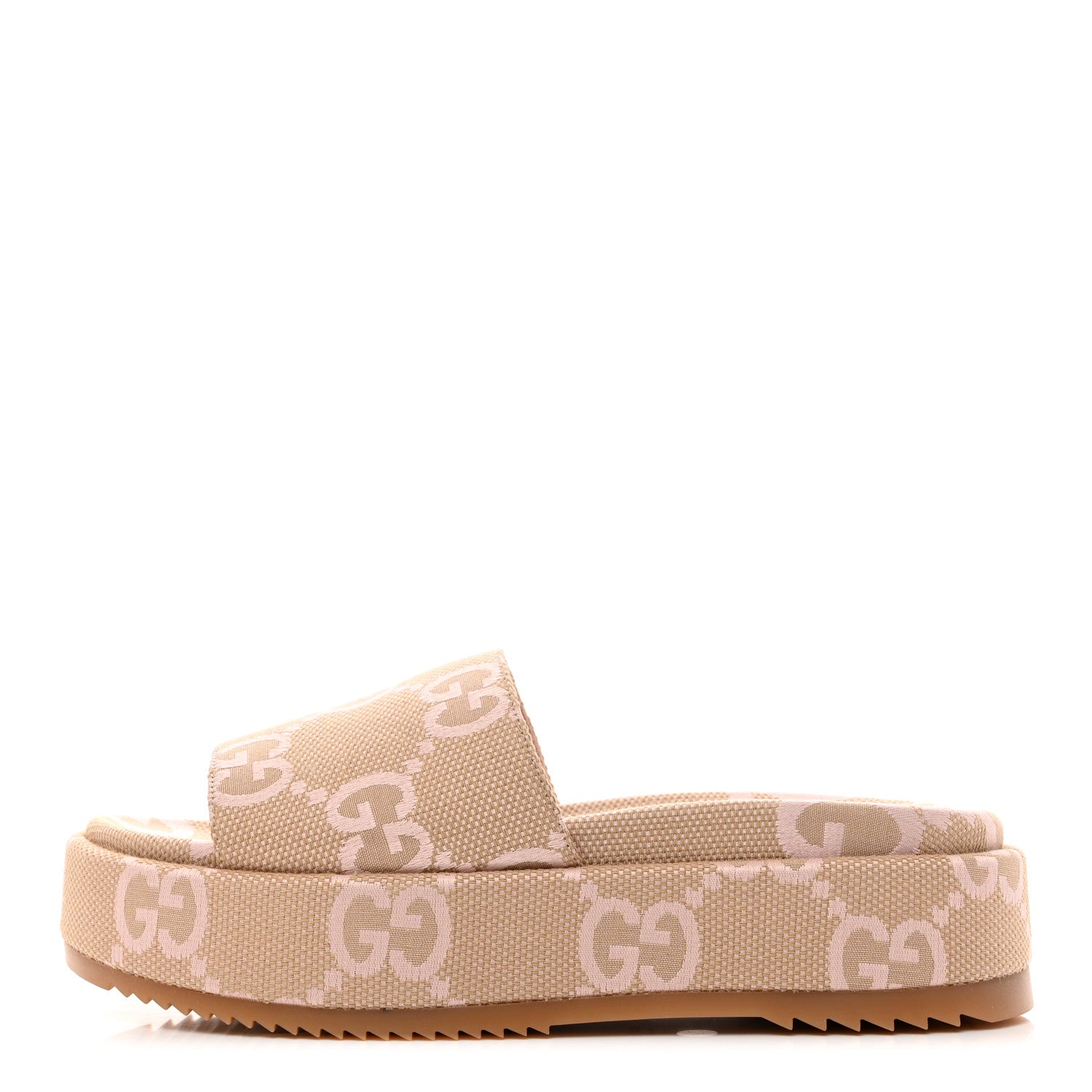 Gucci Monogram Jumbo GG Angelina Platform 55mm Slide Sandals 41 Beige Perfect Pink 1 of 9