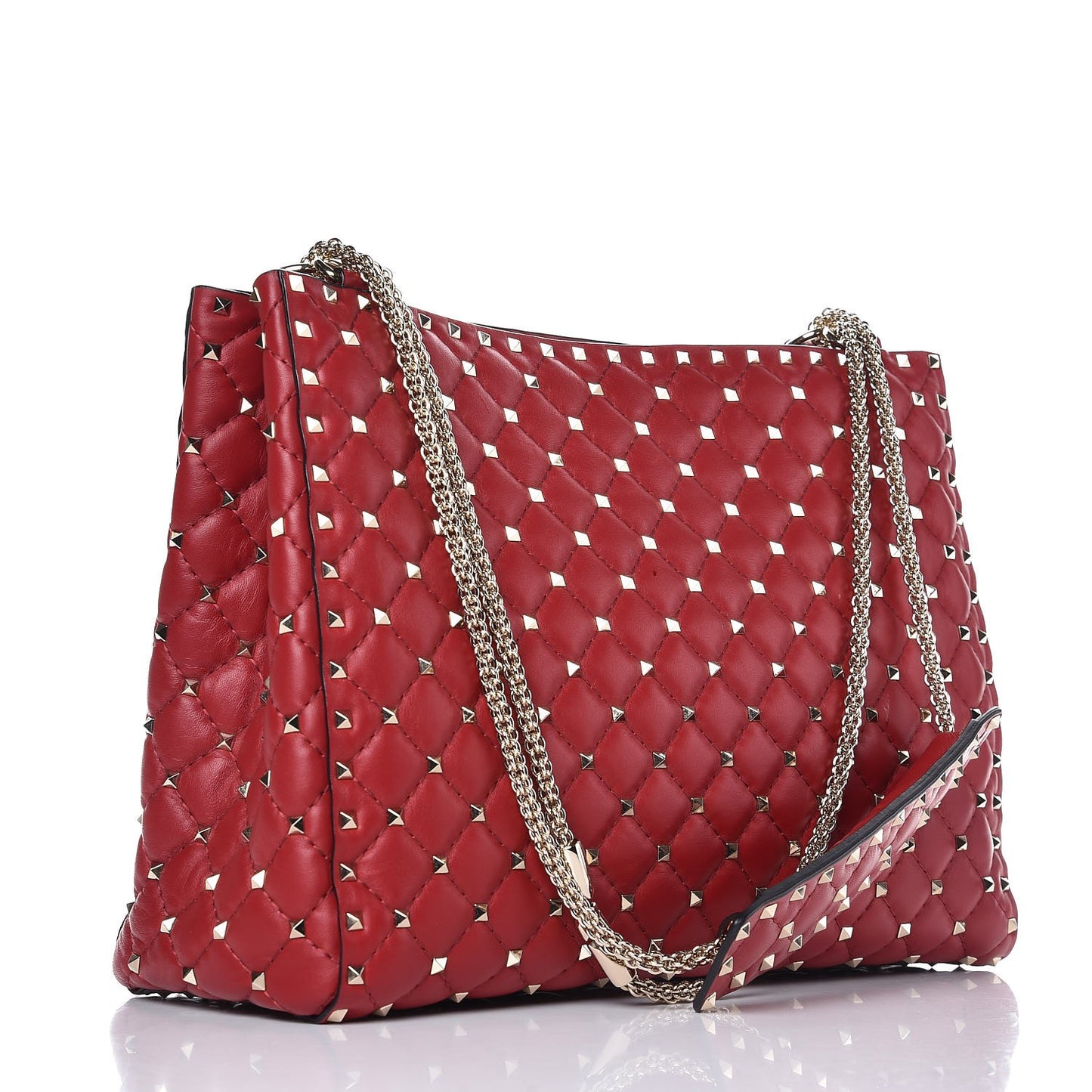 Nappa Rockstud Spike Shoulder Tote Rosso Valentino
