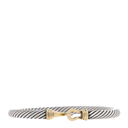 David Yurman Sterling Silver 14K Yellow Gold 5mm Cable Classic Buckle Bracelet 1 of 5