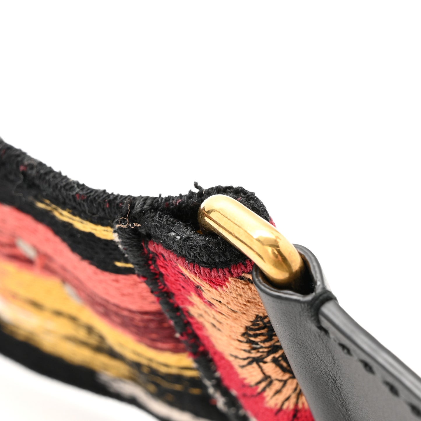 Canvas Embroidered Studded Floral Shoulder Strap Beige Multicolor