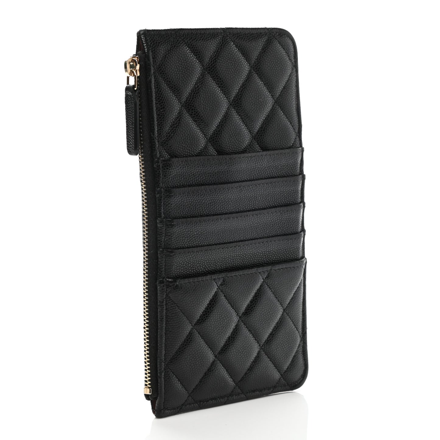 Caviar Quilted Classic Flat Wallet Pouch Black