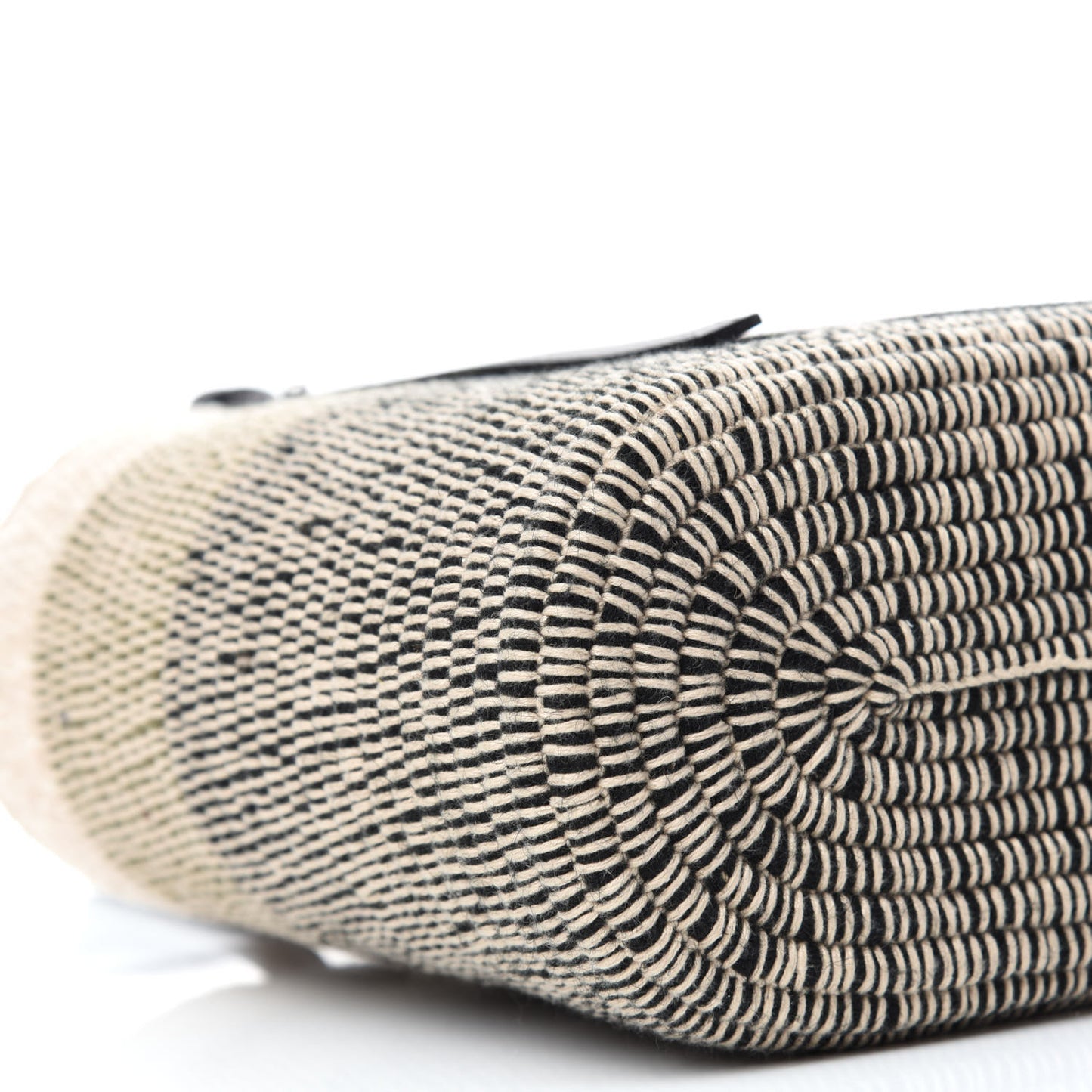 Textile Calfskin Small Square Basket Tote Bag Tan Black