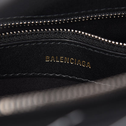 Balenciaga Calfskin Logo Print S Ville Top Handle Bag Black White 6 of 8