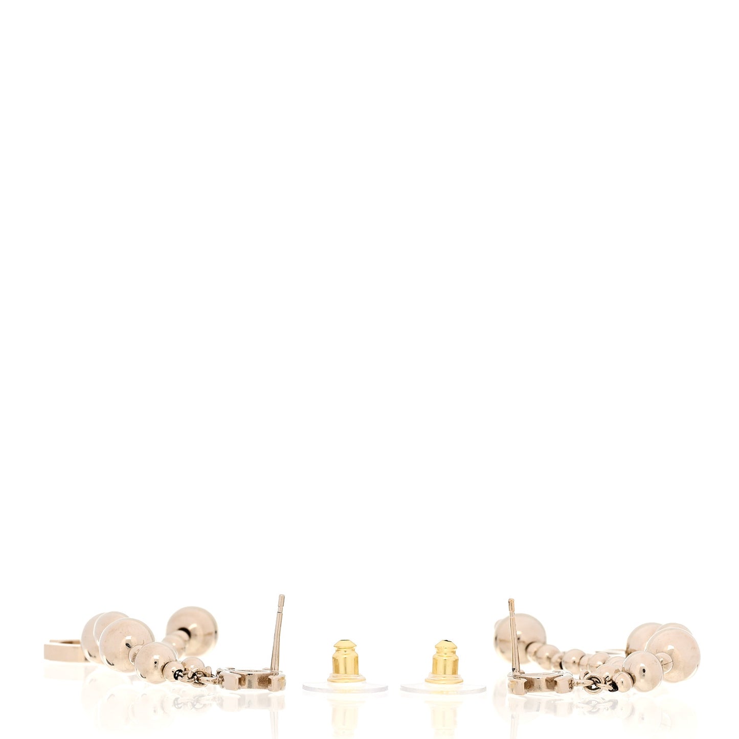 Metal CC Bead Drop Earrings Gold