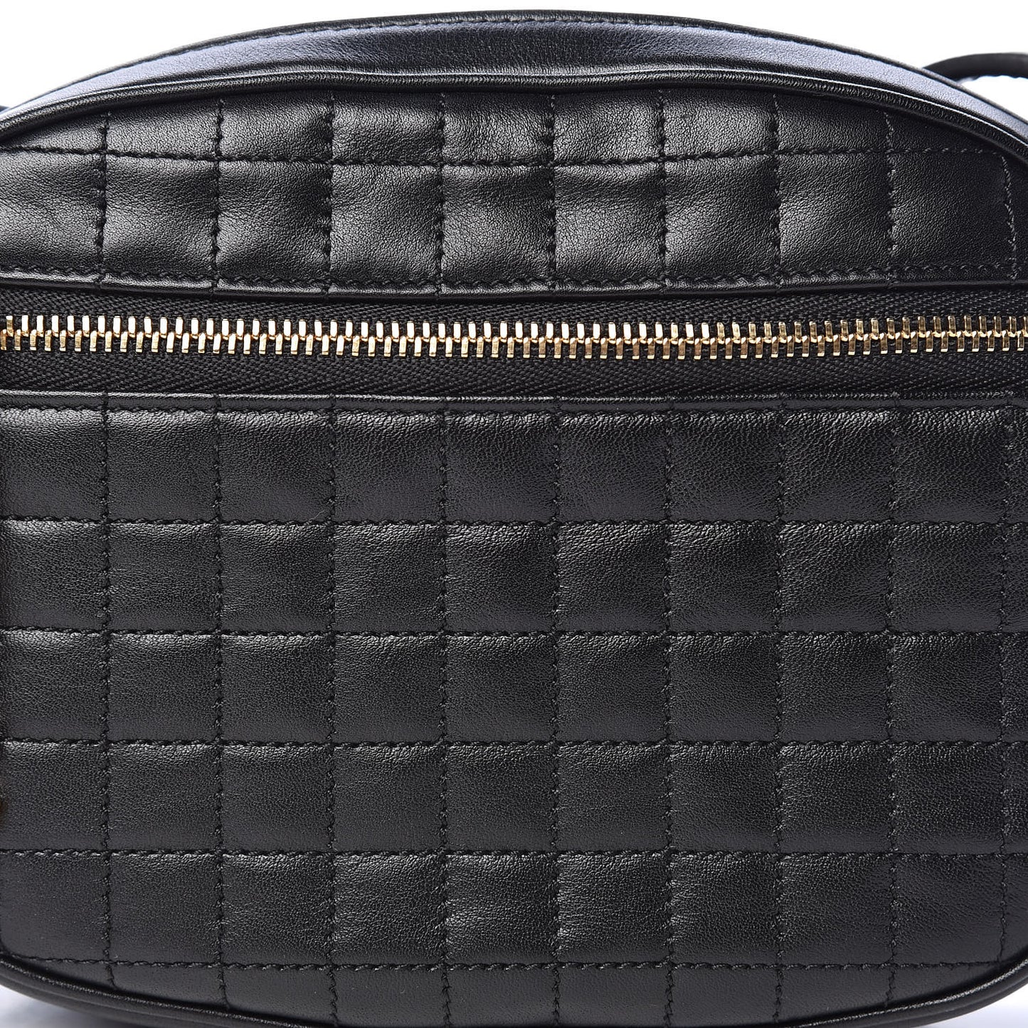 Calfskin Quilted Small C Charm Bag Black