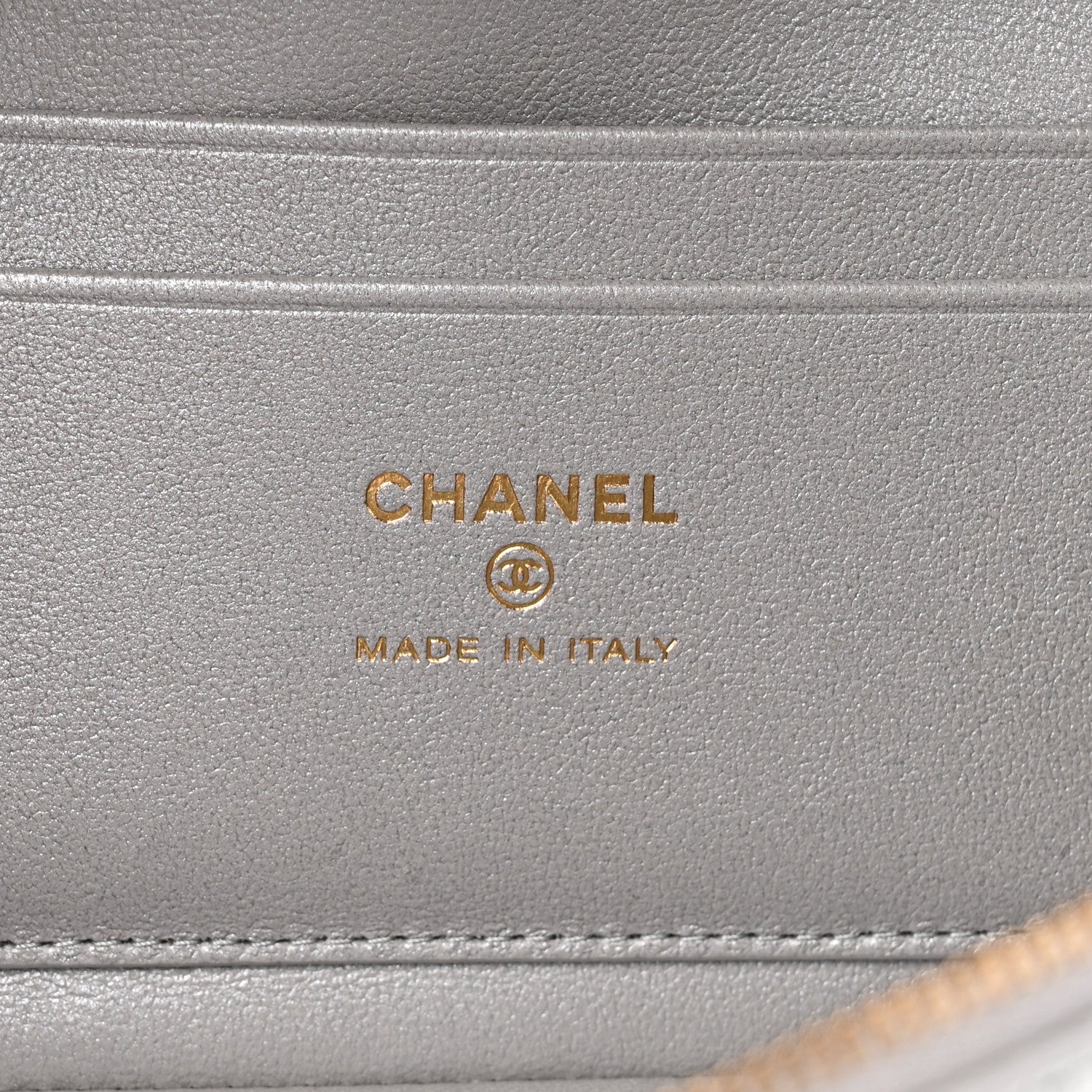 Chanel Lizard Embossed Calfskin Top Handle Slim Vanity With Chain Silvery 6 of 11
